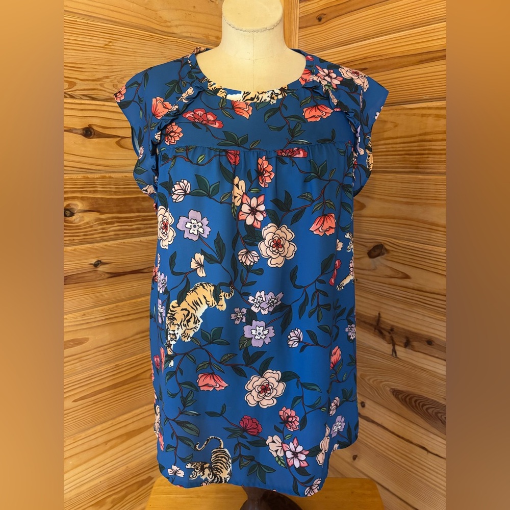 LOFT Blue Floral Blouse